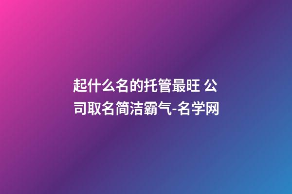 起什么名的托管最旺 公司取名简洁霸气-名学网-第1张-公司起名-玄机派